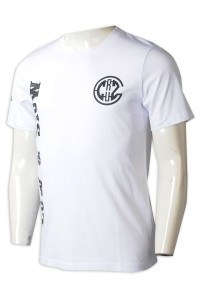 T1026 製造男裝短袖T恤 時尚設計印花LOGO白色T恤 T恤專門店 HK